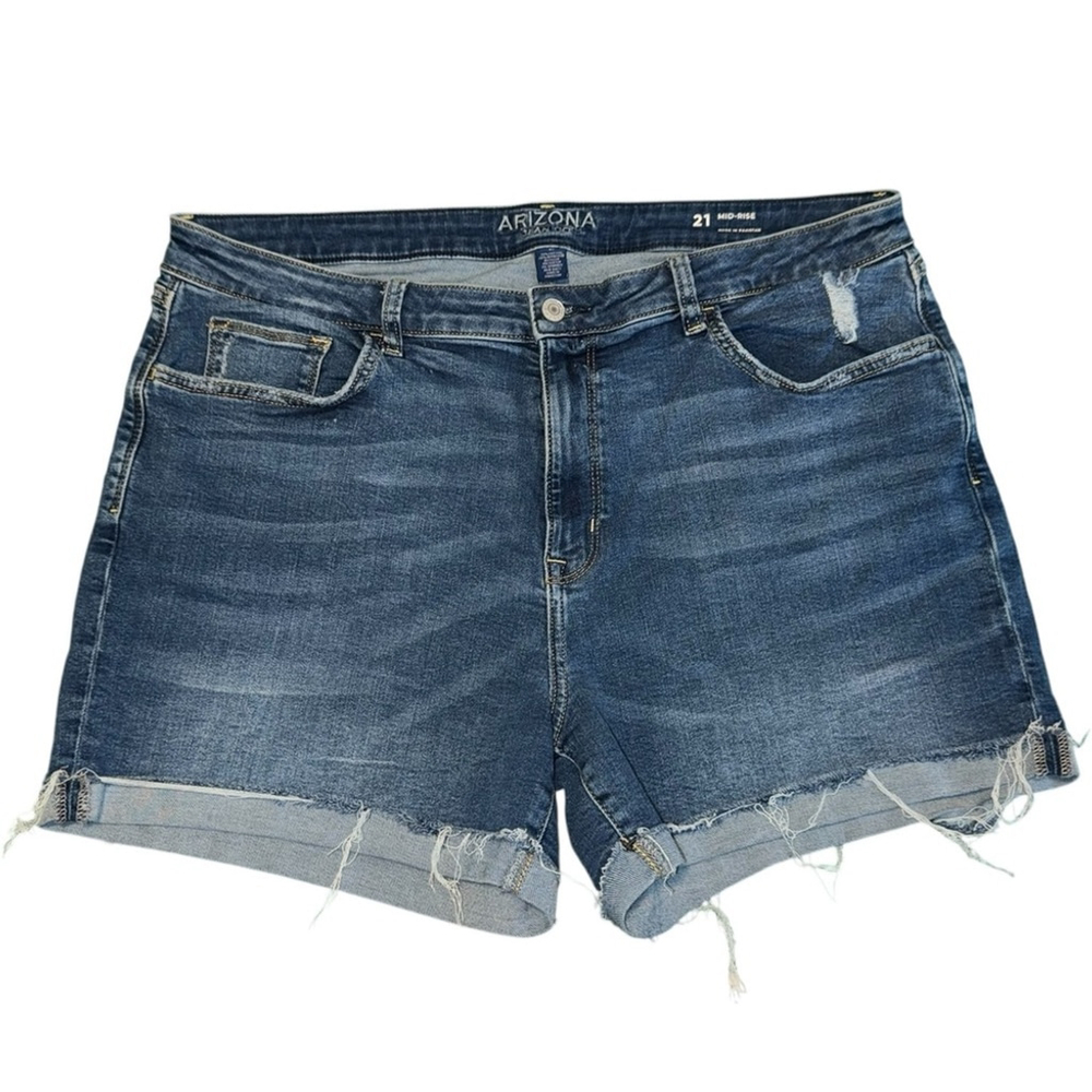 Arizona Jean Co. Mid-Rise Distressed Denim Shorts | Size 21
